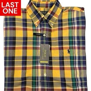 Mens Polo Ralph Lauren Plaid Oxford Shirt MD Classic Fit MED MULTICOLOR POLO RL